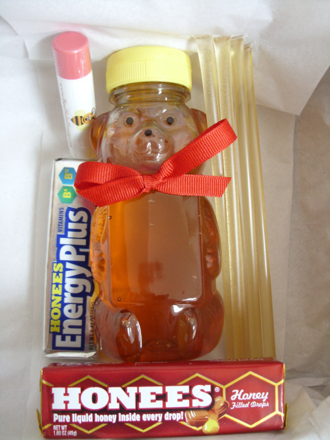 Christmas Gift Pack #1: 1 Honey Bear+1 Lip Balm+5 HoneyStix+2Pks Italian Honey Candy