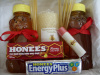 St. Valentine's Day Gift Pack #3: 2 Honey Bears+1 Lip Balm+1 Beeswax Candle+10 HoneyStix+2Pks Honey 